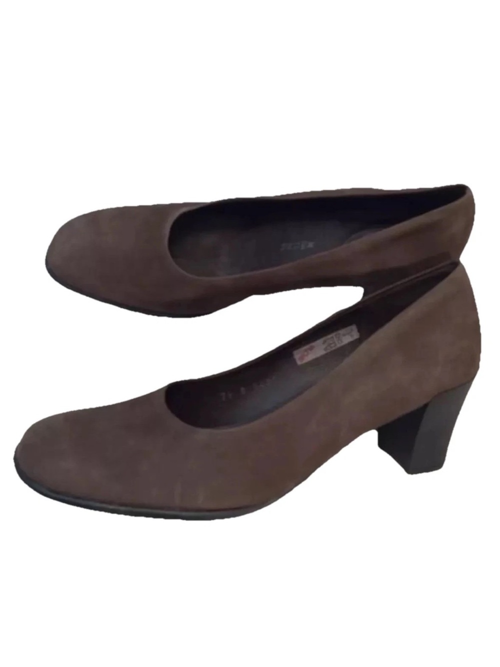 Andre Assous Featherweights Brown Suede Block Heel Pumps Size 7B EUC